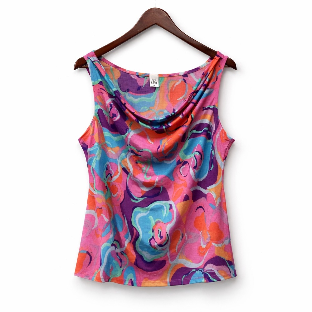 Sew in Love boutique Abstract cowl neck tank size XL